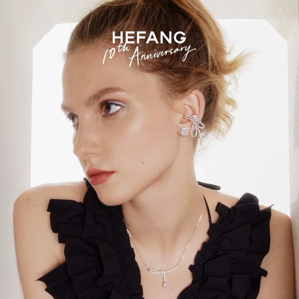 HEFANG Silver Earring with Bow Design (1 Ear Clip)